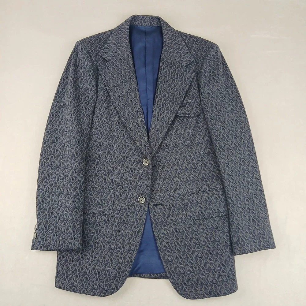 VTG 1070s Keith Adams California 36R Mens Blazer Jacket Geometric Polyester FLAW